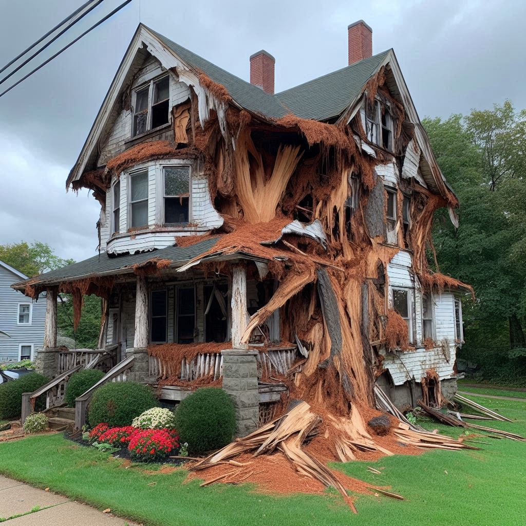 Damaged tree on an Silver Springs home showing signs of disease and decay